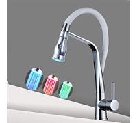 Miscelatore for lavello da cucina con foro monocomando estraibile da cucina a LED cromato(White)
