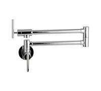 Miscelatore for lavello da cucina, cromato, nero opaco, nichel spazzolato, rubinetto riempi-pentole a parete con beccuccio girevole a doppio snodo 24"(Chrome)