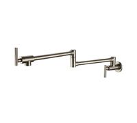 Miscelatore for lavello da cucina, cromato, nero opaco, nichel spazzolato, rubinetto riempi-pentole a parete con beccuccio girevole a doppio snodo 24"(Brushed Nickel)