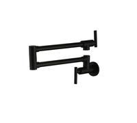 Miscelatore for lavello da cucina, cromato, nero opaco, nichel spazzolato, rubinetto riempi-pentole a parete con beccuccio girevole a doppio snodo 24"(Matte Black)