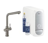 Grohe Blue Home Rubinetto Multifunzione Bocca L WiFi Grigio Antracite Spazzolato Acqua Filtrata Naturale Frizzante - 31454AL1