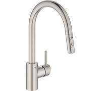 GROHE Concetto Mitigeur monocommandé pour évier, saillie 223mm, haut, extractible, pivotant, Easy Docking, 31483DC2, 31483DC2, Colorazione: super acciaio