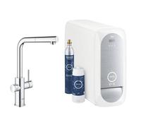 Grohe Blue Home Rubinetto per Lavello Cucina, Bocca a"L", con Doccetta Estraibile, Cromo e Filtro Acqua Incluso, 31539000