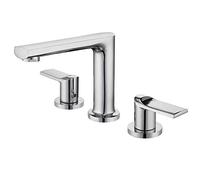Miscelatore lavabo a 3 fori Doppia maniglia Doppio interruttore Rubinetto caldo e freddo in ottone antispruzzo antiruggine-Nero