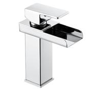 Miscelatore lavabo a cascata Rubinetto quadrato monocomando WT-201 | Tubo moderno mono caldo e freddo, standard, for bagno, for lavabo, for guardaroba, for lavabo