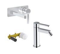 Miscelatore lavabo a parete e bidet irina cromo per scarico click clack
