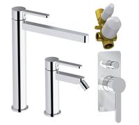 Miscelatore lavabo alto bidet e incasso doccia con deviatore irina cromo