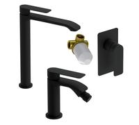 Miscelatore lavabo alto, bidet e incasso doccia nero opaco mon