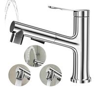 Miscelatore Lavabo Bagno con Doccetta Estraibile, Rubinetto Lavabo Bagno con 2 Getti e Sciacquo Bocca, Rubinetto in Lega di Rame di Alta Qualità, Miscelatore Cromato Antiruggine per Cucina, Bagni