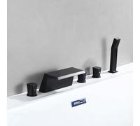 Miscelatore Lavabo Bagno Miscelatori per Vasca con Doccia Cascata Set di Rubinetti per Doccetta per Vasca Neri Miscelatori per Vasca A 5 Fori Rubinetto Estraibile A Doppia Leva