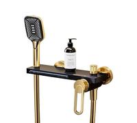 Miscelatore Lavabo Bagno per Vasca A Cascata Rubinetti A Parete Miscelatori per Vasca E Doccia Rubinetti per Bagno con Attacco Doccia Rubinetti per Vasca Da Bagno Oro+Nero