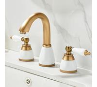 Miscelatore Lavabo Bagno Rubinetto per Lavabo 3 Fori In Ottone per Acqua Calda E Fredda Doppia Maniglia Stile Antico Rubinetti Monocomando Bagno