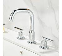 Miscelatore Lavabo Bagno Rubinetto per Lavabo A 3 Fori Cromato A 2 Leve In Ottone per Acqua Calda E Fredda Rubinetti Monocomando Bagno