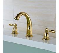 Miscelatore Lavabo Bagno Rubinetto per Lavabo Miscelatore per Acqua Calda E Fredda A 3 Fori In Ottone 2 Leve con Doppia Maniglia E Tre Fori In Oro Rubinetti Monocomando Bagno
