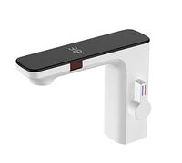 Miscelatore Lavabo Bagno Rubinetto per Lavabo per Lavabo Senza Contatto con Sensore per Lavandino Del Bagno Rubinetto con Sensore A Infrarossi per Lavandino Del Bagno Bianco