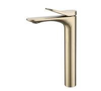 Miscelatore Lavabo Bagno Rubinetto per Lavabo Rubinetti per Lavabo Alto 1 Foro Maniglia Singola per Lavabo da Appoggio Caldo E Freddo Oro Spazzolato Rubinetti Monocomando Bagno