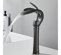 Miscelatore Lavabo Bagno Rubinetto per Lavabo Rubinetto per Bagno Cascata con Tubi Flessibili Grigio Canna Di Fucile Stile Alto Rubinetti Monocomando Bagno