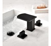 Miscelatore Lavabo Bagno Rubinetto per Lavabo Set da 3 Pezzi per Acqua Calda E Fredda A 2 Maniglie Waterfall Nero Rubinetti Monocomando Bagno