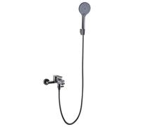 Miscelatore Lavabo Bagno Rubinetto per Vasca con Doccetta 3 Modalità Grigio Canna Di Fucile Caldo E Freddo Montaggio A Parete