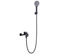 Miscelatore Lavabo Bagno Rubinetto per Vasca con Doccetta 3 Modalità Nero Caldo/Freddo A Parete