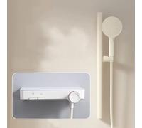 Miscelatore Lavabo Bagno Rubinetto per Vasca con Doccetta Miscelatore per Doccia Bianco Latte Rubinetto per Doccia A Parete con Asta Doccia Sollevabile E Flessibile per Doccia