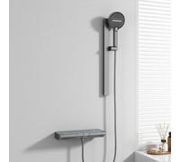 Miscelatore Lavabo Bagno Rubinetto per Vasca da Bagno Miscelatore Termostatico Cascata per Vasca Set Rubinetto Doccia Grigio Canna Di Fucile