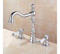 Miscelatore Lavabo Bagno Tre Fori, Rubinetto Bagno 3 Fori Cromato Rubinetto Lavabo Acqua Fredda e Calda Ottone Rubinetteria Bagno