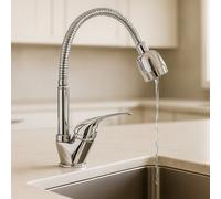 Miscelatore Lavabo Cucina con Doccetta Flessibile Rubinetto Cromato a Doccia