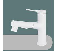 Miscelatore lavabo estraibile Rubinetto lavabo per lavabo caldo e freddo a 3 modalità con tubo estraibile, bianco Stabilize