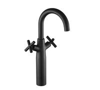 Miscelatore lavabo NANKA HAUT nero Edouard Rousseau - Becco mobile - Maniglie in metallo - Risparmio idrico - Teste in ceramica 1/4 T