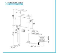 Miscelatore lavabo spazzolato Mariani serie Artic scarico incluso