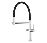 Miscelatore Lavello Cucina 3 vie Spazzolato a Collo di Cigno Miscelatore Flessibile per Cucina Monoforo Rubinetto da Cucina,Spazzolato