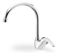 MISCELATORE LAVELLO CUCINA A CIGNO "ONDA" MAURER - IN OTTONE CROMATO