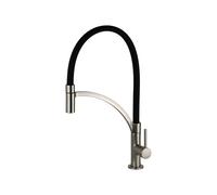 Miscelatore lavello cucina acciaio spazzolato con canna in silicone nero Pollini