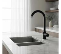 Argo Miscelatore Cucina Canna a L Rubinetto Monocomando Nero Opaco - 2321J Korea