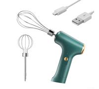 Miscelatore manuale elettrico con ricarica USB con due fruste in acciaio inossidabile, comoda impugnatura compatta, supporto verticale per evitare disordine, miscelazione silenziosa ad alta efficienza