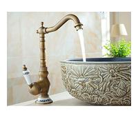 Miscelatore Miscelatore da Cucina con Rotazione a 360 Gradi Rubinetto per lavabo Antico retrò per lavabo da Bagno Rubinetto per lavabo Acqua Calda e Fredda con Maniglia in Ceramica Ottone (Alto 305 *