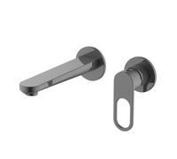 Miscelatore monocomando a due fori ad incasso a parete per lavabo cromo lucido con sistema install box serie One Hole - CONFEZIONE: 1 pz., Colore: Canna di fucile