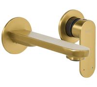 Miscelatore monocomando a parete per lavabo in ottone oro Guatavia