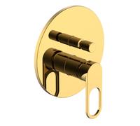 Miscelatore monocomando ad incasso doccia a parete 2 vie con deviatore a vitone sistema install box serie One Hole - CONFEZIONE: 1 pz., Colore: Oro Lucido