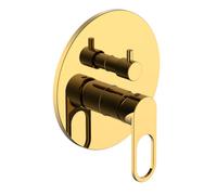 Miscelatore monocomando ad incasso doccia a parete 3 vie con deviatore a vitone sistema install box serie One Hole - CONFEZIONE: 1 pz., Colore: Oro Lucido