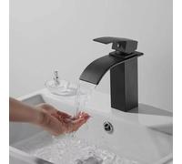 Rubinetto miscelatore lavabo bagno a cascata con piletta acciaio nero Art.79564