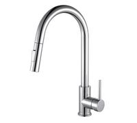 Miscelatore monocomando da cucina estraibile in colore cromato lucido Doccia estraibile a 2 posizioni Molto pratico per pulire il lavello della cucina Apertura a freddo Realizzato in ottone
