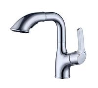 Miscelatore monocomando estraibile in ottone per lavabo, sollevabile | Cartuccia in ceramica, doppia modalità di spruzzo, aeratore anti-spruzzo, tubo retrattile, raccordi completi