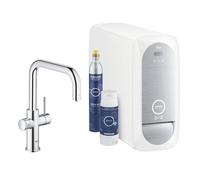 Grohe Blue Home Mitigeur monocommandé pour évier Starter Kit, portée 223mm, bec en U, avec fonction filtre et refroidissement, 31456001, 31456001, Colorazione: cromo