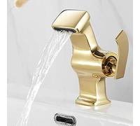 Miscelatore monocomando in ottone a cascata per lavabo, montaggio su piano | Cartuccia a disco in ceramica, aeratore a prova di schizzi, sottolavabo, lavandino o WC, coda flessibile