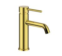 M Rubinetterie Miscelatore Monocomando Lavabo Serie Jazz con Piletta Click Clack, Leva in Metallo, Cartuccia Ceramica Ø35 QuickInstall Oro Lucido