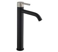 MISCELATORE MONOCOMANDO LAVABO ALTO LINEA MUGELLO Nero Opaco Leva Inox