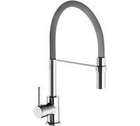Miscelatore Monocomando Lavello Bocca Alta Doccetta Orientabile Cromo Tubo Grigi