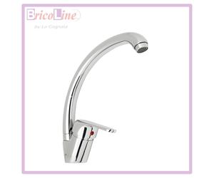 MISCELATORE MONOCOMANDO LAVELLO CUCINA CANNA ALTA SERIE INES CROMO HYDRALL